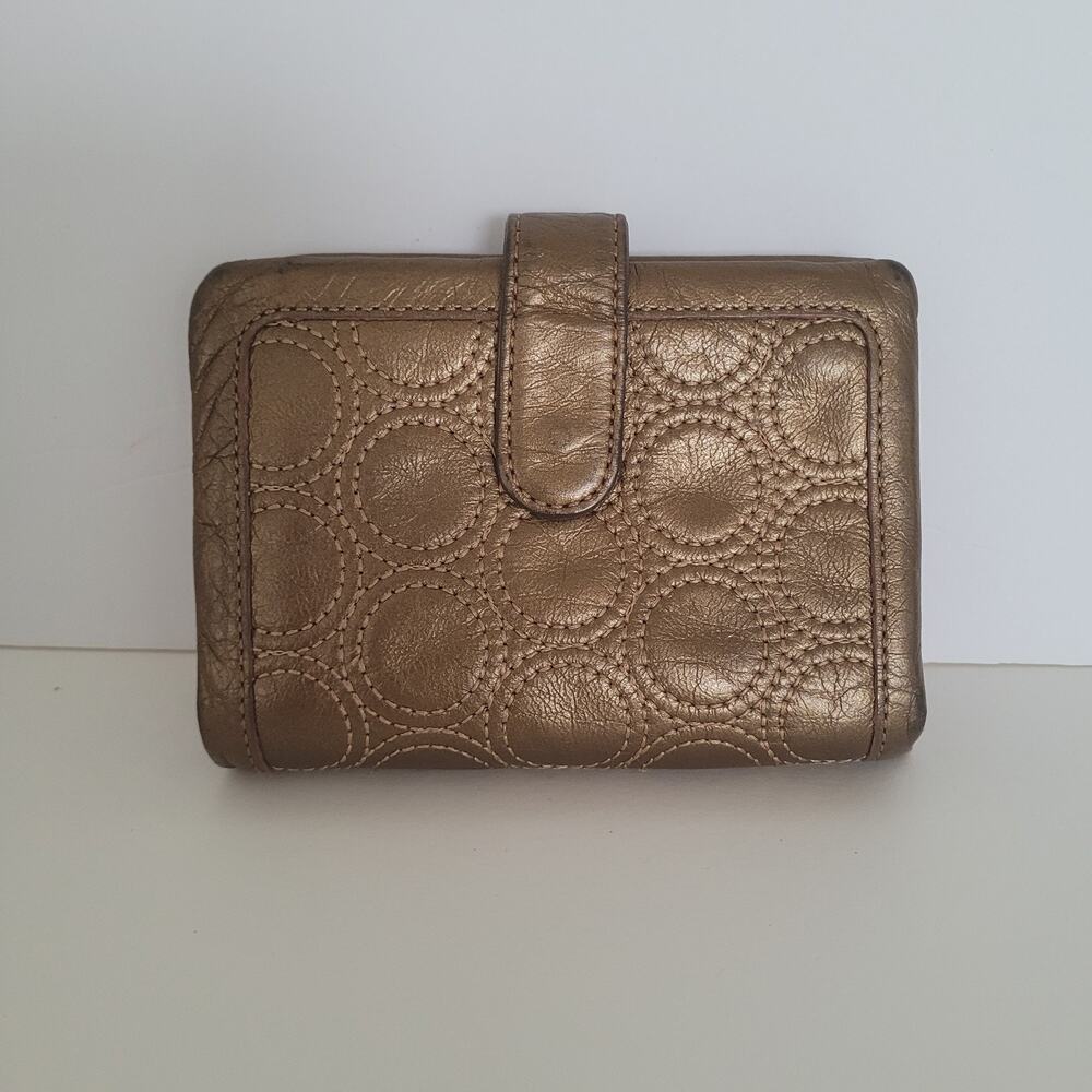 Kazuyo Nakano Wallet Geniue Leather Metalic Brown Medium Bifold Compact Designer